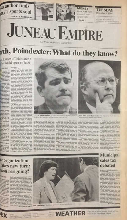 The front page of the Juneau Empire for Dec. 9, 1986