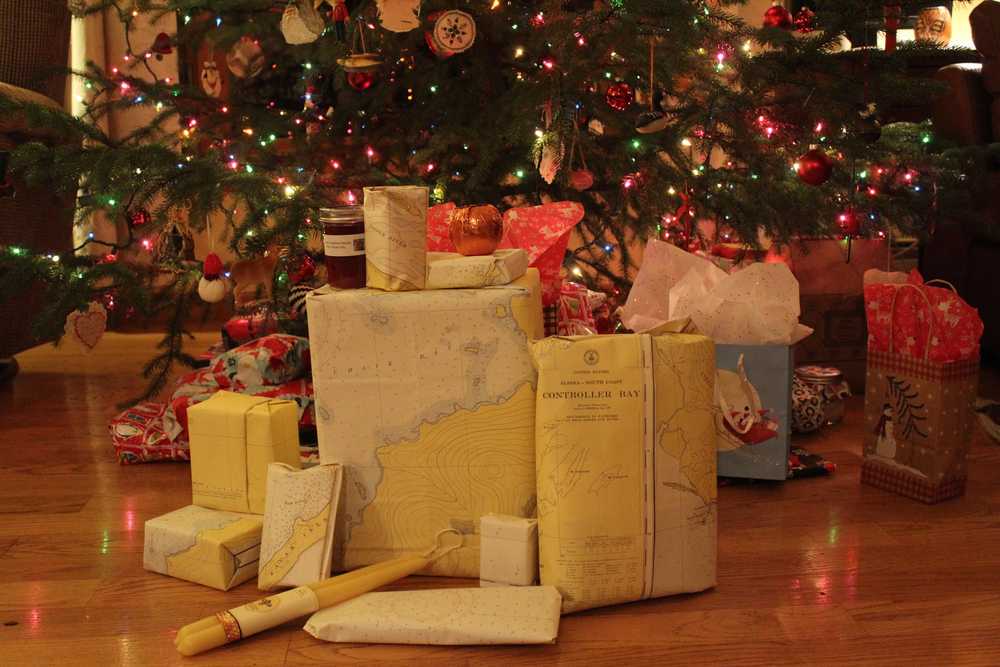 Old nautical maps are great recycled, reusable wrapping paper.