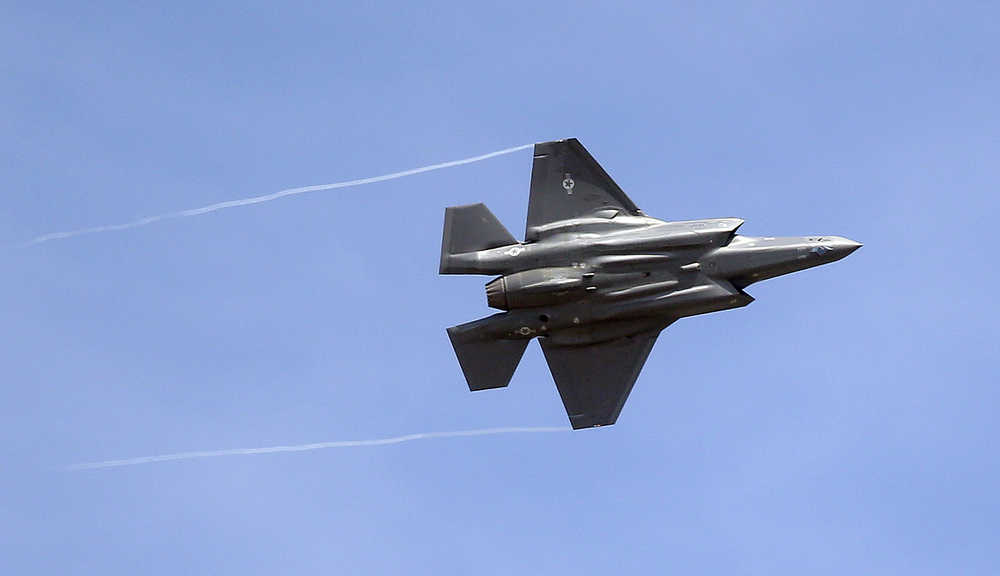 In this Sept. 2, 2015 file photo, an F-35 jet arrives at its new operational base in northern Utah.
