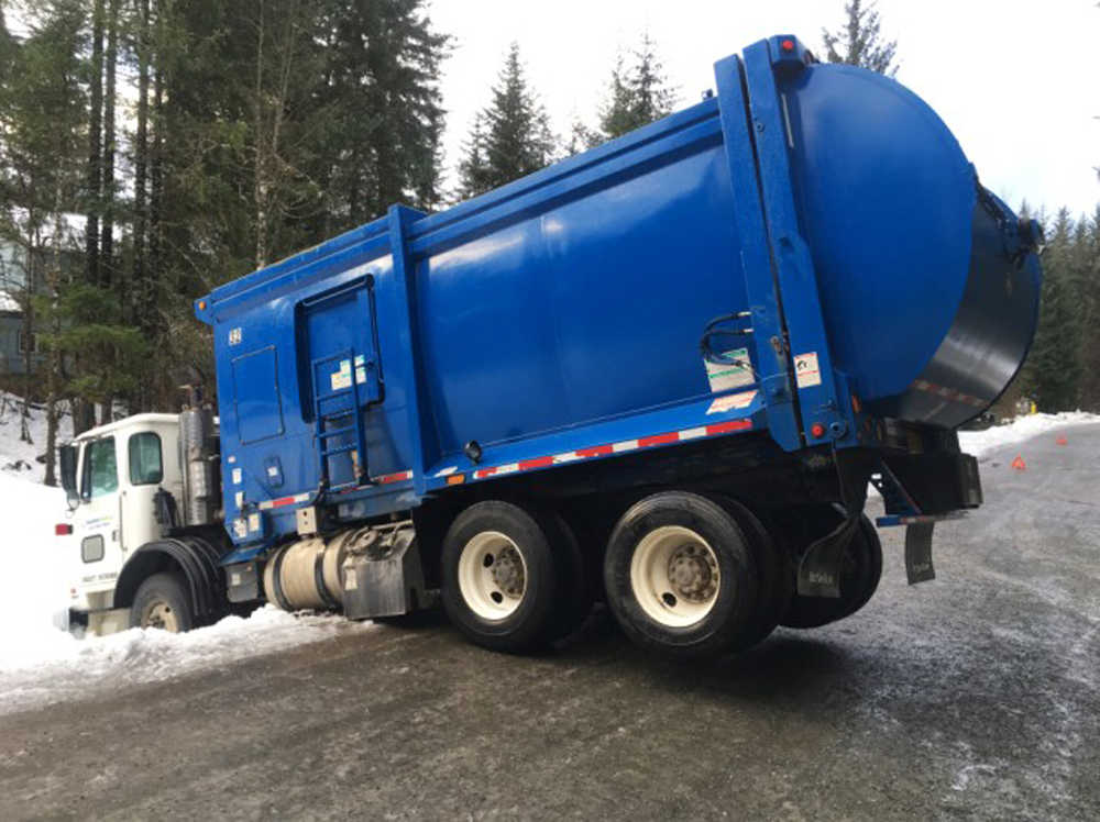Slippery situation: A garbage truck slid off View Drive on Dec. 20.
