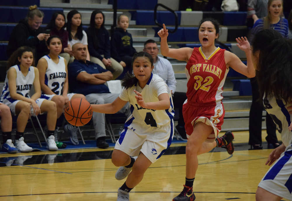TMHS basketball's Cyrene Uddipa drives to the hoop at Saturday's home game against West Valley. Uddipa, a junior, scored a game-high 15 points.