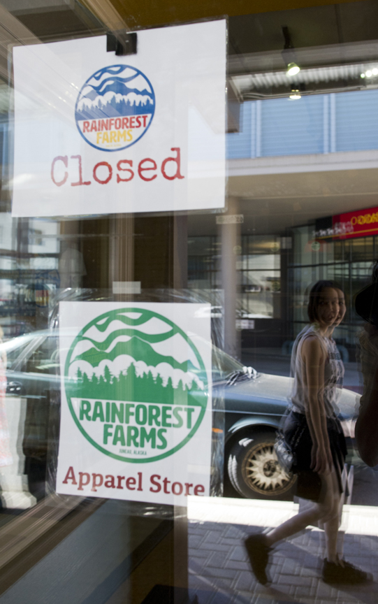 The Planning Commission approved the city's first ever conditional use permit for a marijuana retail shop during its regular meeting Tuesday night. The shop is the apparel store for Rainforest Farms LLC, seen here at its location on Second Street in downtown Juneau where the Heritage Coffee used to be.