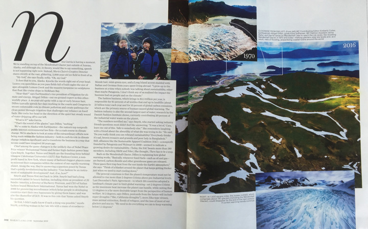 The photo spread, which misplaces Mendenhall Glacier in Auke Bay. The magazine has since corrected the errors online and said a correction will be printed in the November issue.