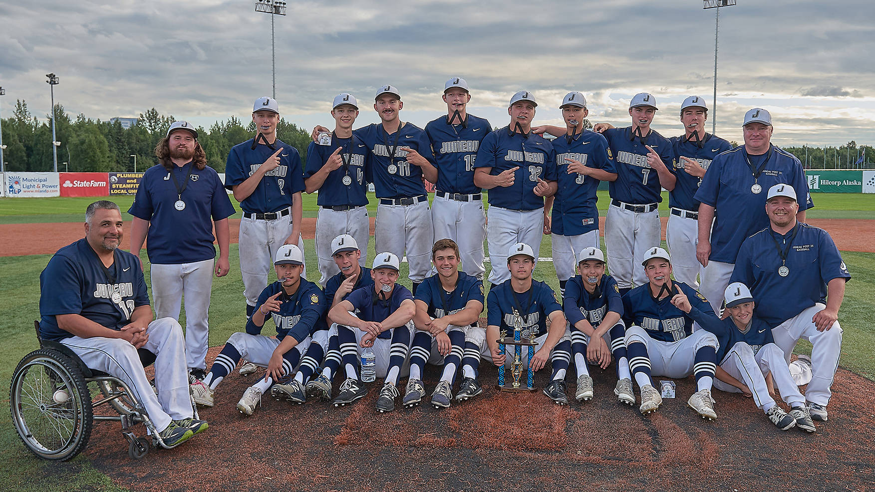 Juneau Post 25 won its second consecutive state tournament on Tuesday, defeating Dimond Post 21, 7-0. (Courtesy Photo | Jeremy Ludeman)