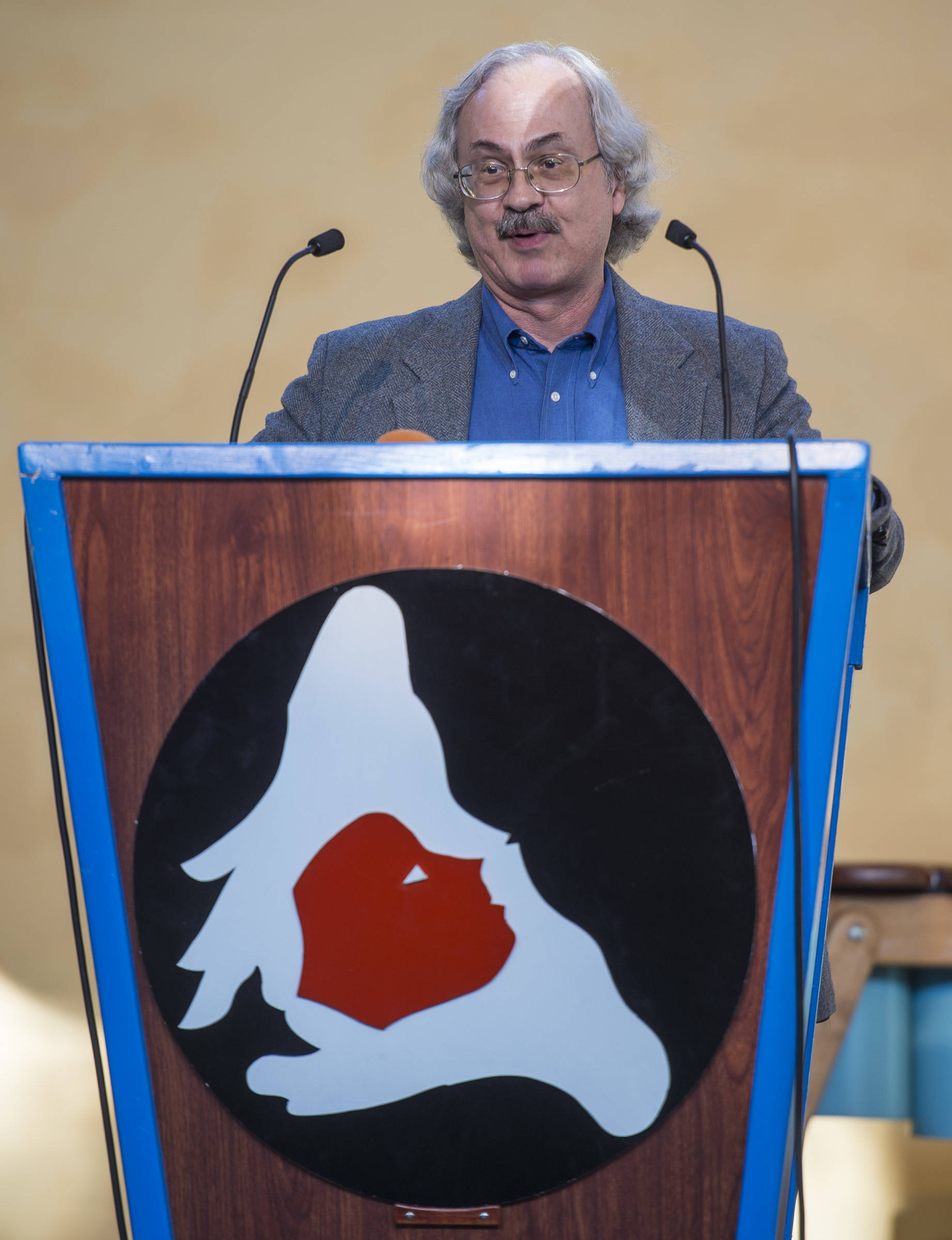 Tom Melville, of Capital Copy, speaks after receiving the Business Leadership for the Arts Award during the Mayor’s Awards for the Arts at the Juneau Arts & Culture Center on Friday, August 17, 2018. (Michael Penn | Juneau Empire)
