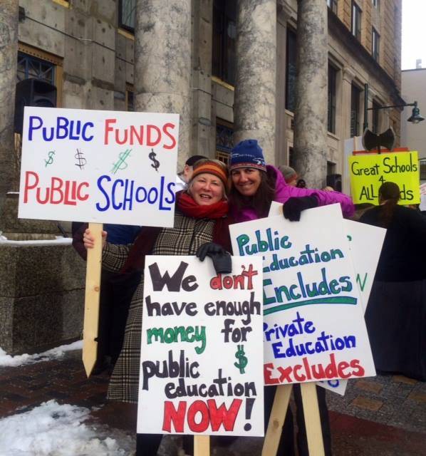 Jennifer Thompson at an education rally at the Alaska State Capitol. (Courtesy Photo)