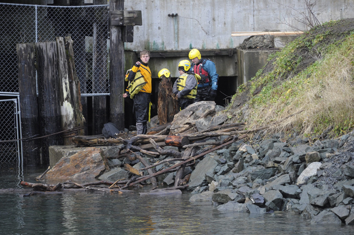 Scenes from a rescue call downtown Monday afternoon.