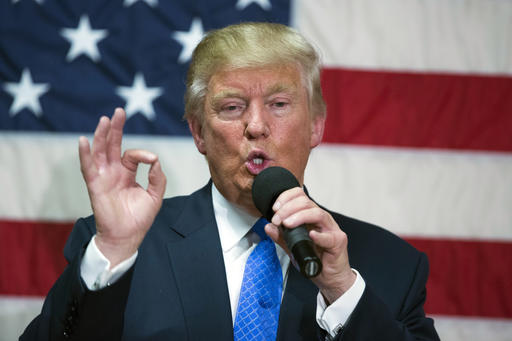 In this Oct. 6 photo, Republican presidential candidate Donald Trump speaks during a town hall in Sandown, N.H. Trump made a series of lewd and sexually charged comments about women as he waited to make a cameo appearance on a soap opera in 2005. The Republican presidential nominee issued a rare apology Friday, “if anyone was offended.”