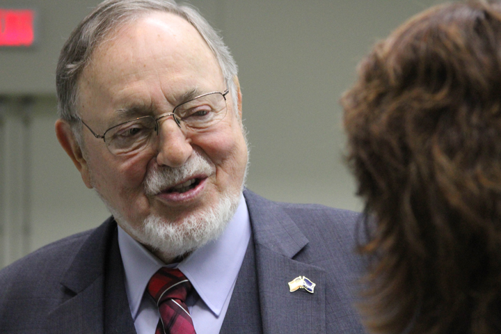U.S. Rep. Don Young, the longest serving Republican in the U.S. House, speaks to reporters Oct. 17 in Anchorage. Young, along with Democrat Steve Lindbeck and Libertarian Jim McDermott, took part in a candidates forum ahead of the Nov. 8 general election.