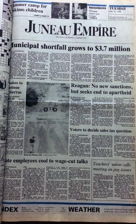 The front page of the Empire on July 22, 1986