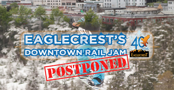 On the events page at skijuneau.com, this art appears next to the notice the Eaglecrest Rail Jam event is postponed due to weather.