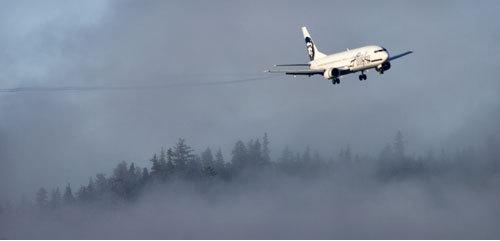 An Alaska Airlines jet makes its approach at the Juneau International Airport in this image from 2009.
