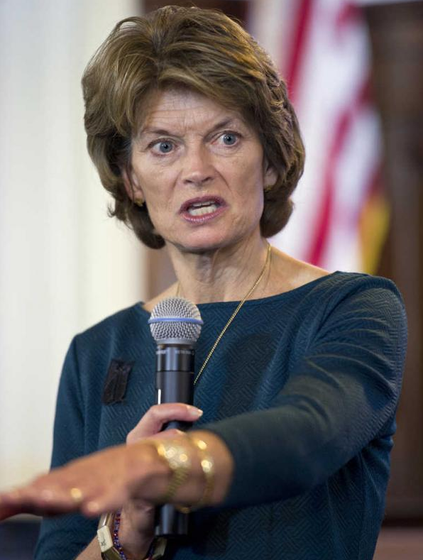 In this file photo from February, U.S. Sen. Lisa Murkowski speaks to members of the Alaska media at the Alaska State Capitol.