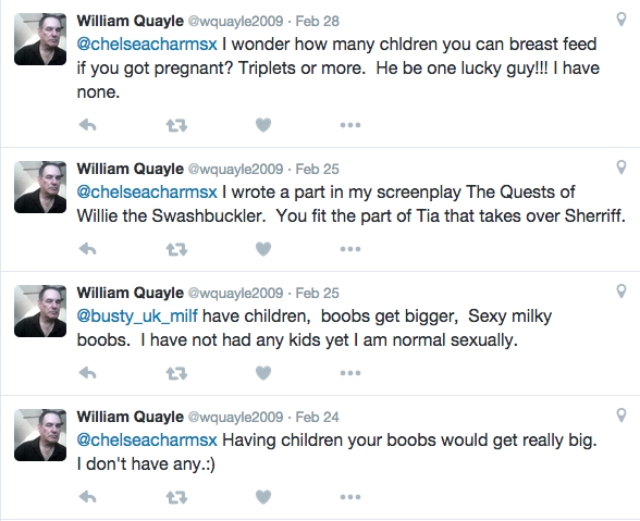 A screengrab of William Quayle Jr.'s Twitter feed.