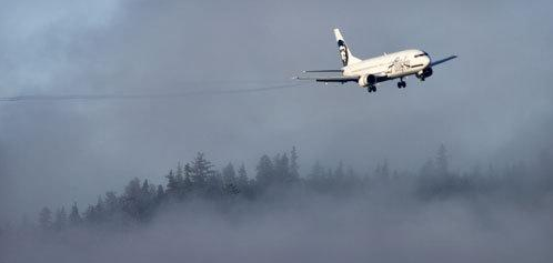 An Alaska Airlines jet makes its approach at the Juneau International Airport in this image from 2009.