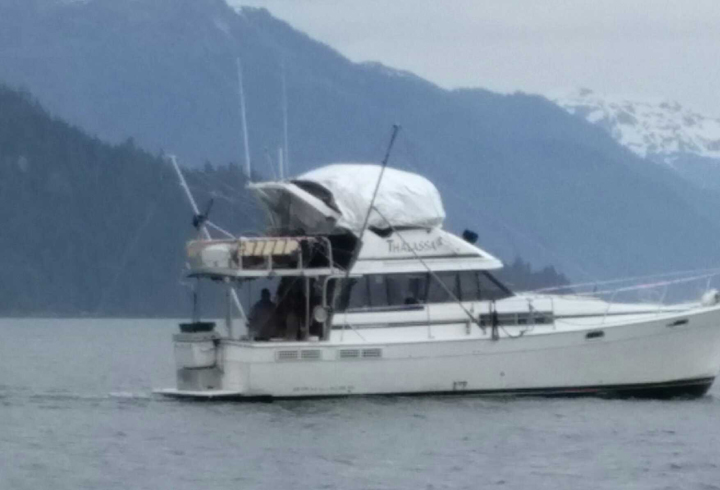 This picture, provided by the Alaska State Troopers, shows the 38-foot Bayliner "Thalasa." Authorities are searching for the vessel and its owner, Kenneth Trammel, after Trammel's family reported Sunday he was overdue from a fishing trip.