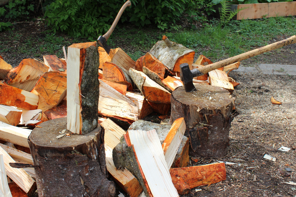 A good maul will last generations. Here are two with a stack of recently split wood.