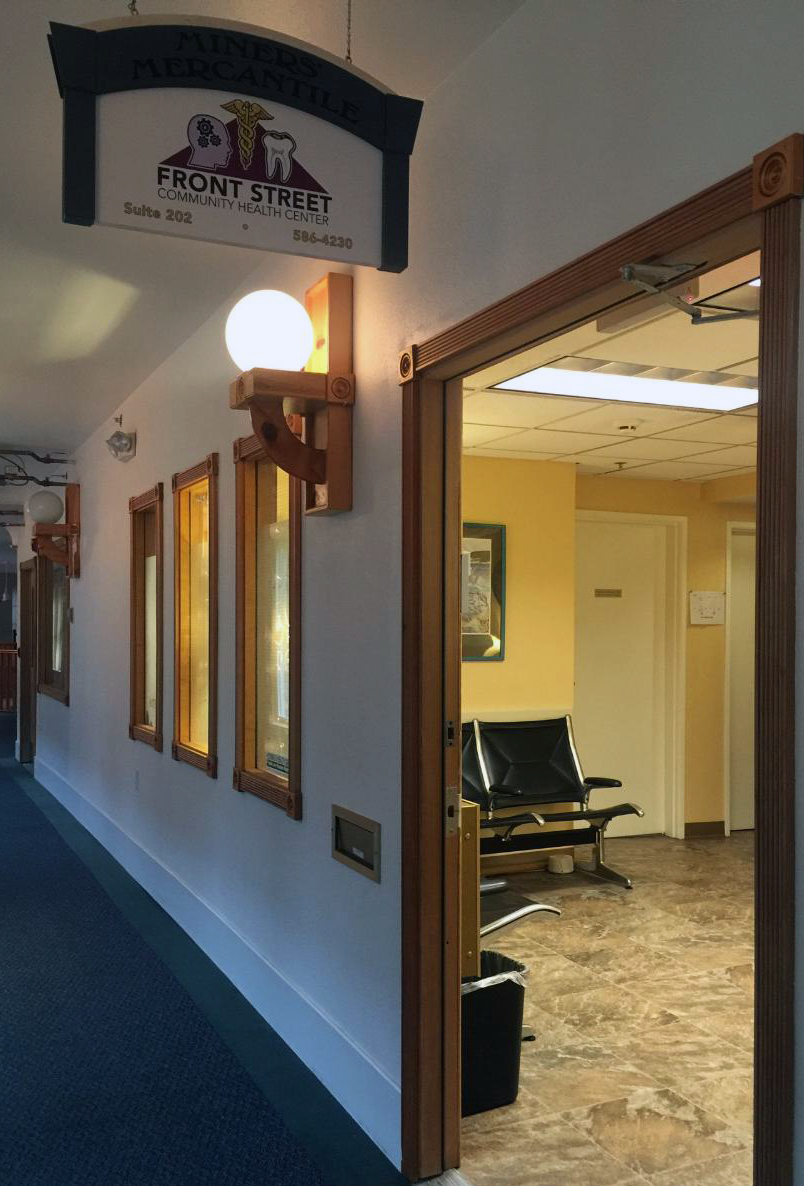 The entrance of Front Street Community Health Center, located on the second floor inside Mercantile Mall on Front Street in downtown Juneau, seen Friday.