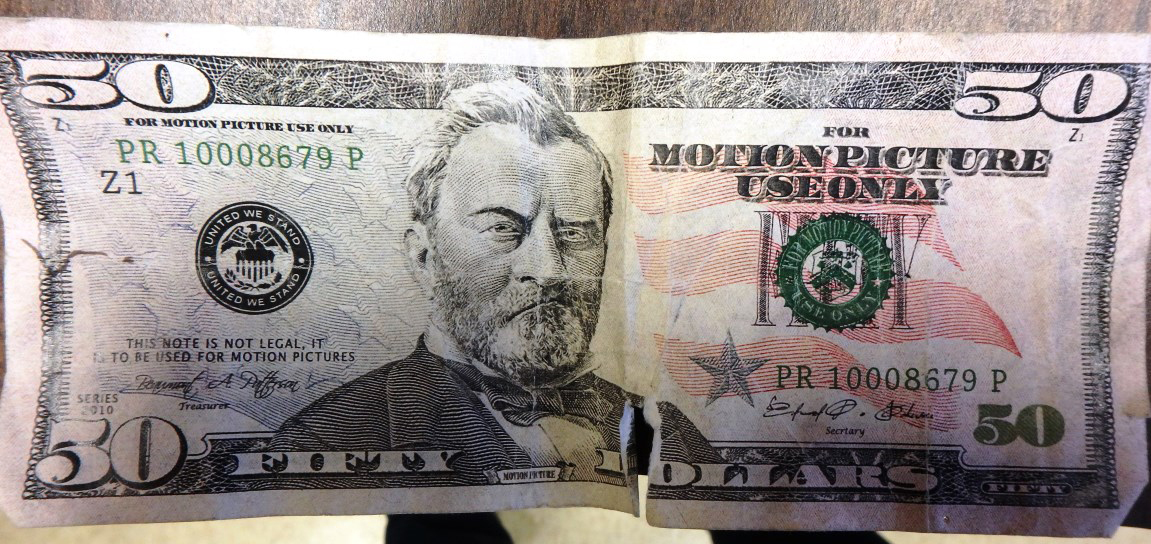 One of the fake $50 bills that have been circulating in Juneau and that was collected by the Juneau Police Department. (Courtesy photo | Juneau Police Department)