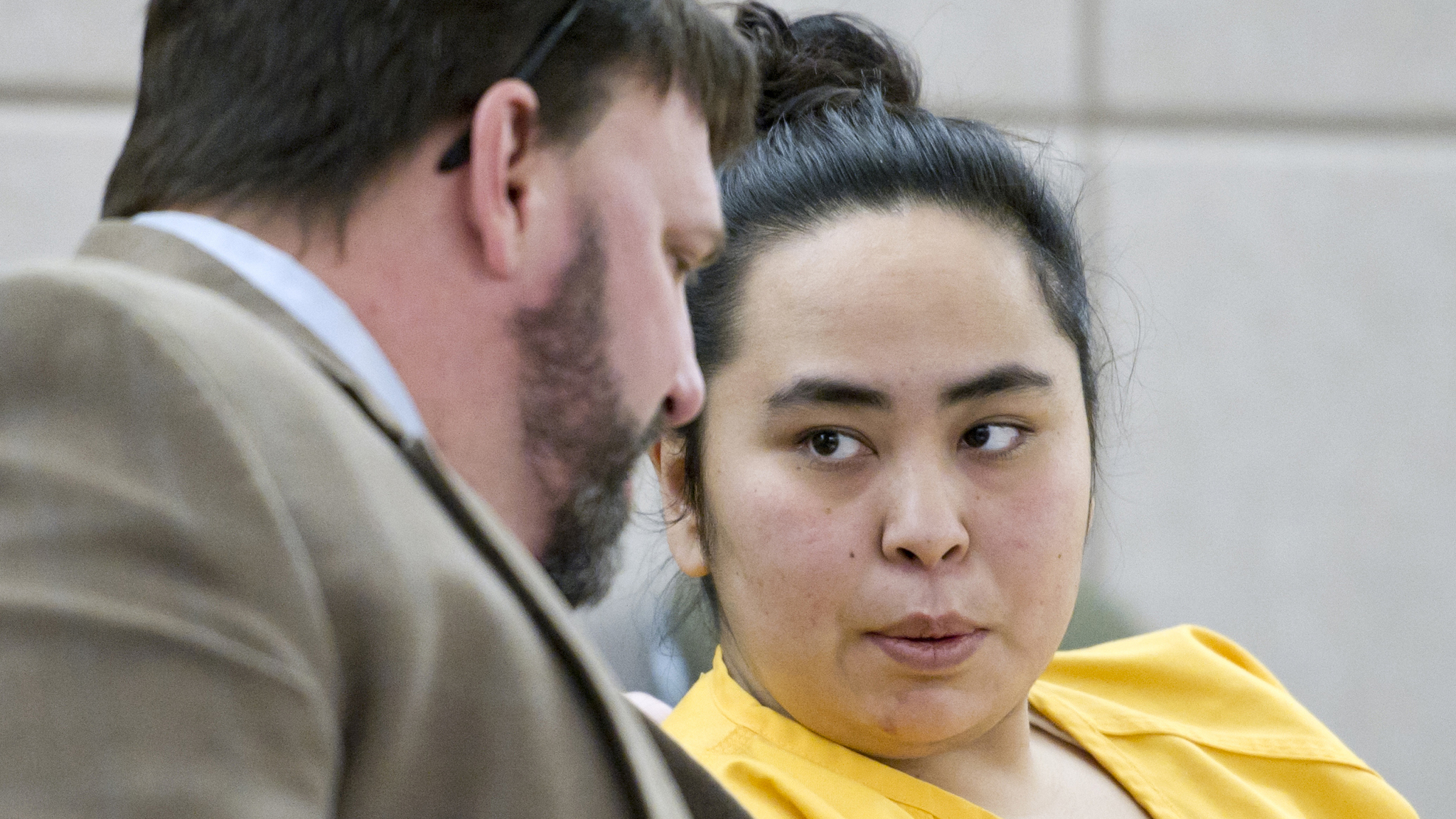 In this Feb. 9, 2016 file photo, Nora E. Thomas speaks to Assistant Public Defender Eric Hedland during her arraignment in Juneau Superior Court on Tuesday for the death of 50-year-old Christopher K. Kenney in 2014. (Michael Penn | Juneau Empire File)