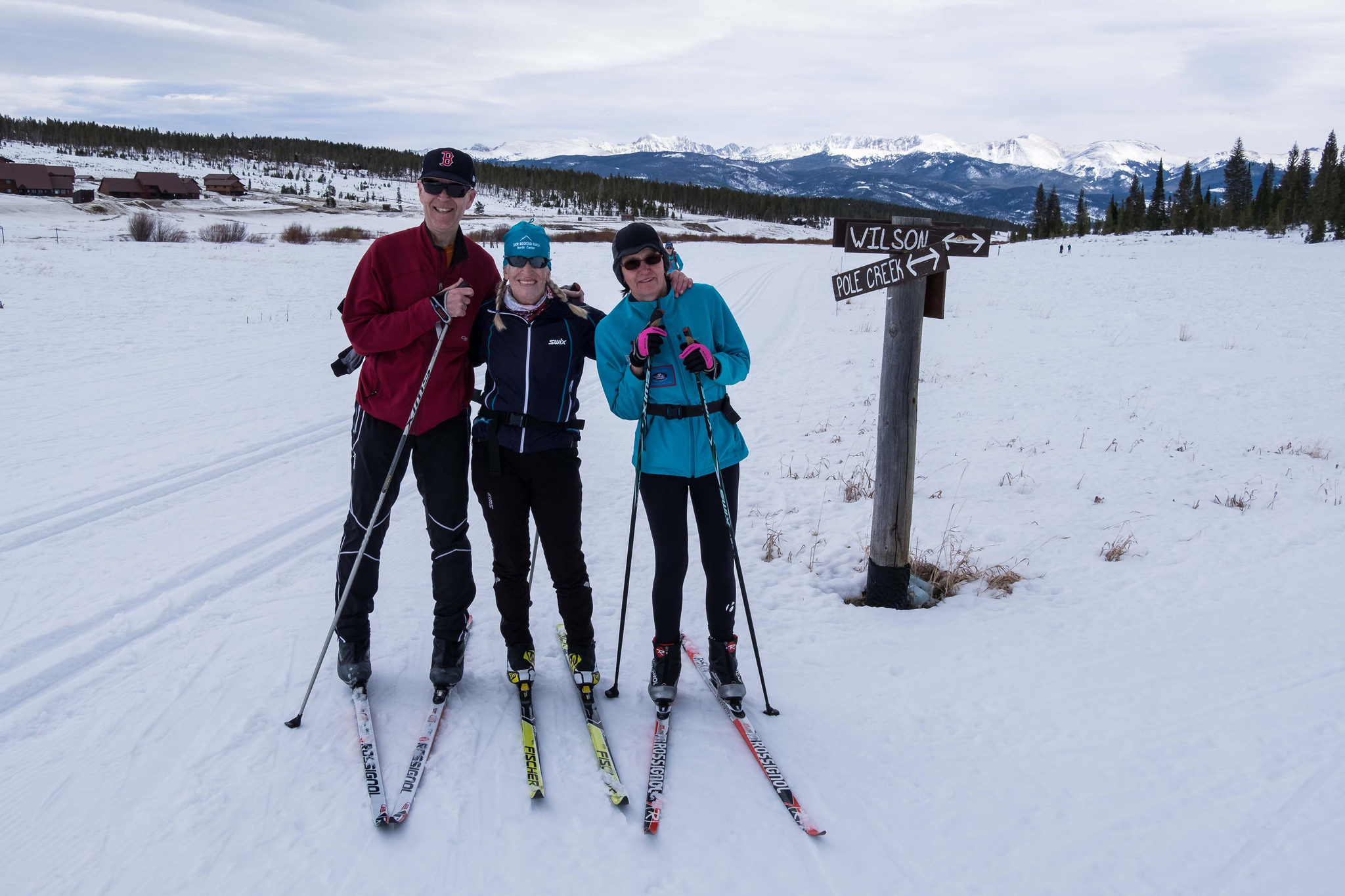 Bob Hartt, Betsy Fischer, Bonnie O&rsquo;Day take a break from classic cross country skiing at the Snow Mountain Ranch in Grandby, Colorado during the 2017 Ski For Light International Feb. 5-12, 2017. (Photo courtesy Betsy Fischer)