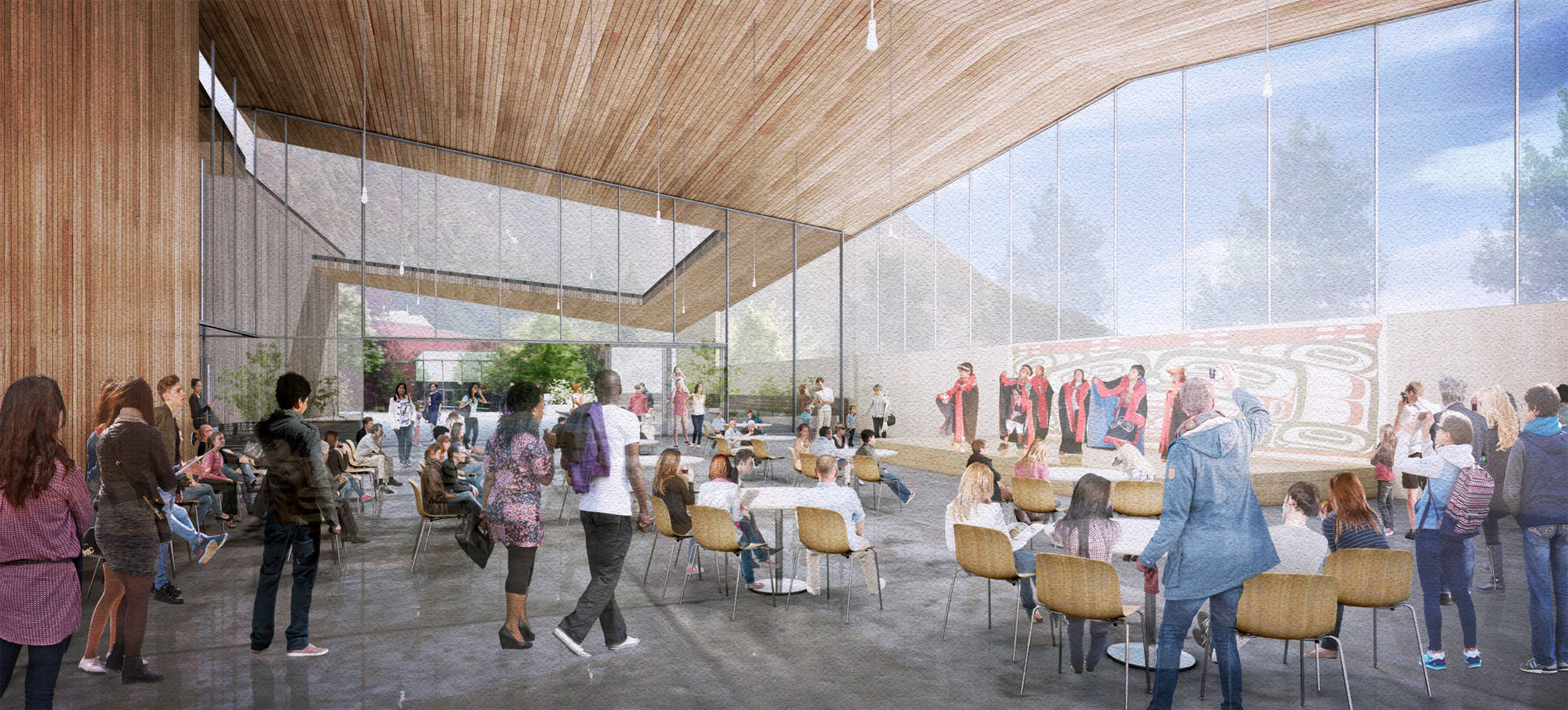 The new JACC’s community hall, as depicted in artist renderings. Courtesy image.