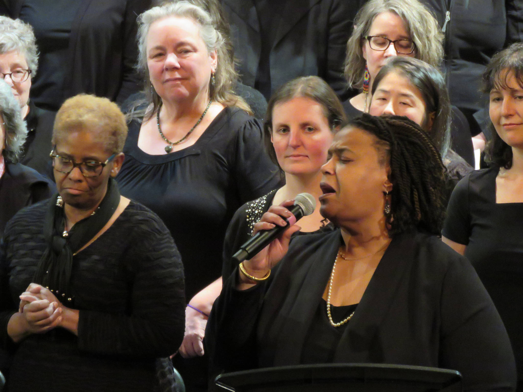 Soloist and Black Awareness Association President Sherry Patterson sings “I Love the Lord” at Juneau’s recent Juneau Gospel Workshop Choir performance, “A Celebration of African American History in Song and Story.” Mary Catharine Martin | Capital City Weekly