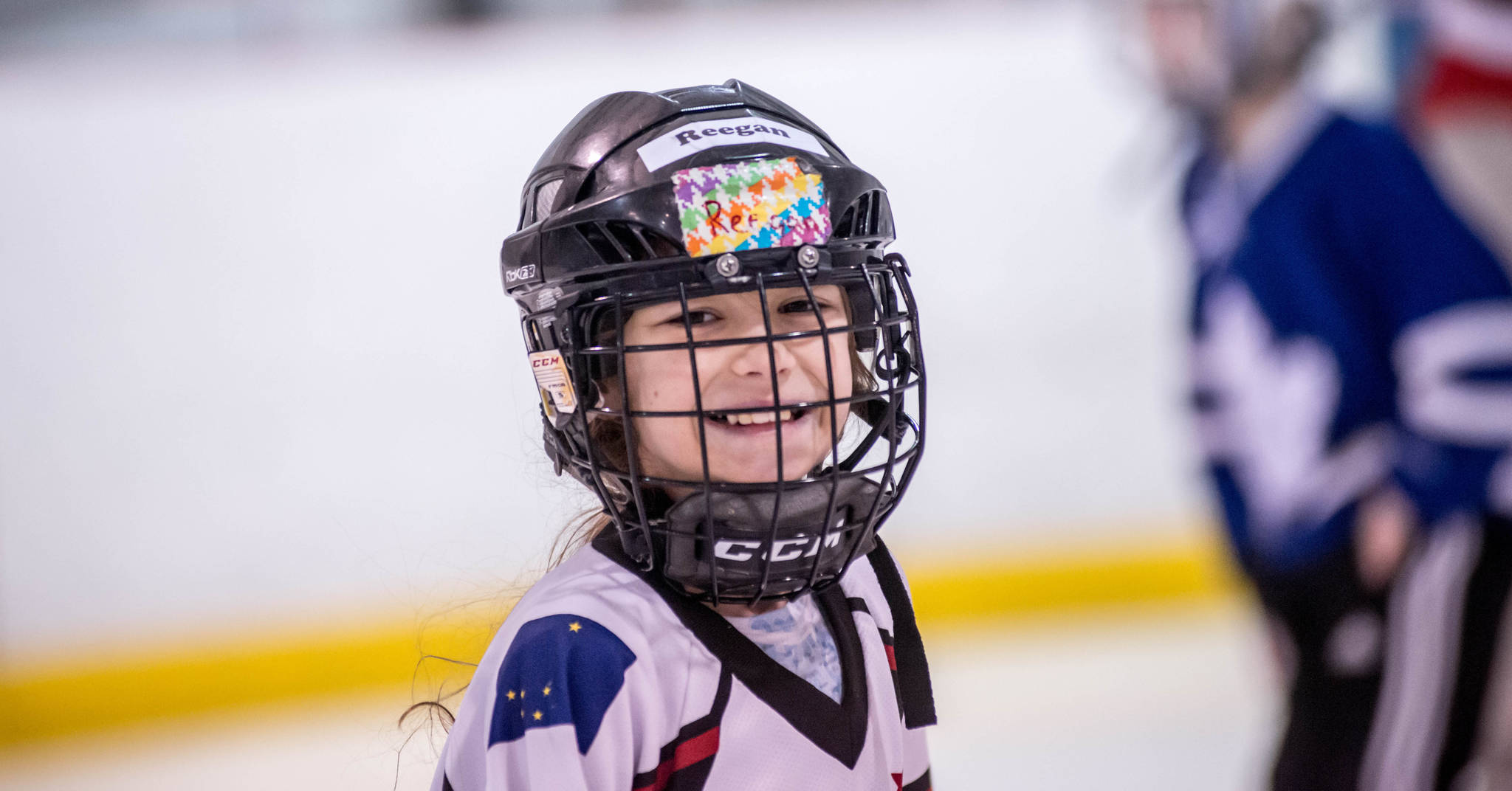 Reegan Hansen sports a smile just before the one-hour Squirt Skate-a-Thon begins. Players raised money toward expenses for an upcoming Alaska State Hockey Association youth hockey tournament. (Photos courtesy of Steve Quinn)