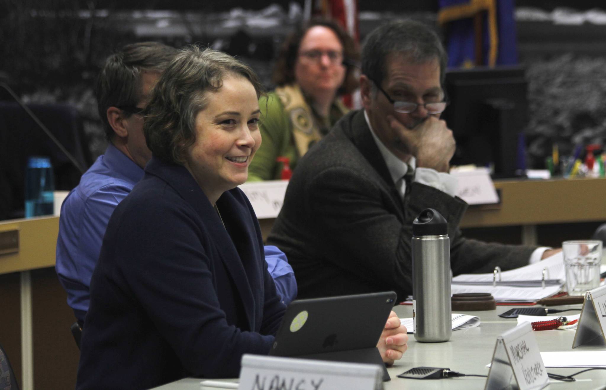 City Attorney Amy Mead, pictured here at the City and Borough of Juneau Assembly meeting March 20, will have an additional $100,000 to work with in the lawsuit against the Cruise Lines International Association (CLIA). The Assembly will still make decisions on how the money will be spent. (Alex McCarthy | Juneau Empire)