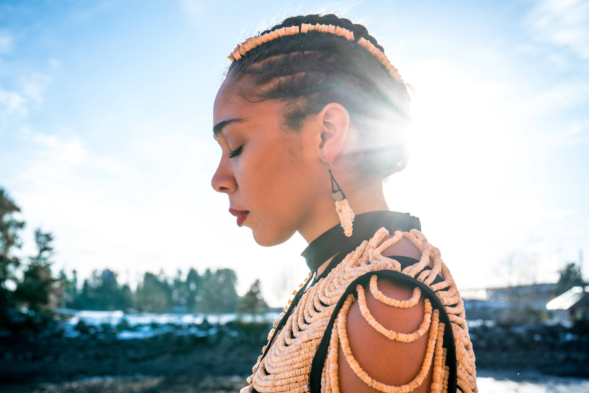Sitka woman makes dress from 20,000 salmon bones