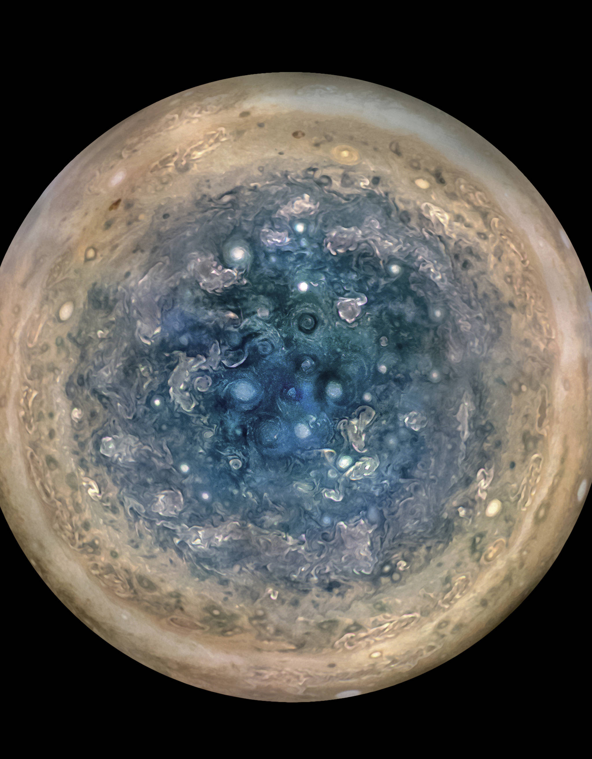 Monstrous cyclones churning over Jupiter’s poles