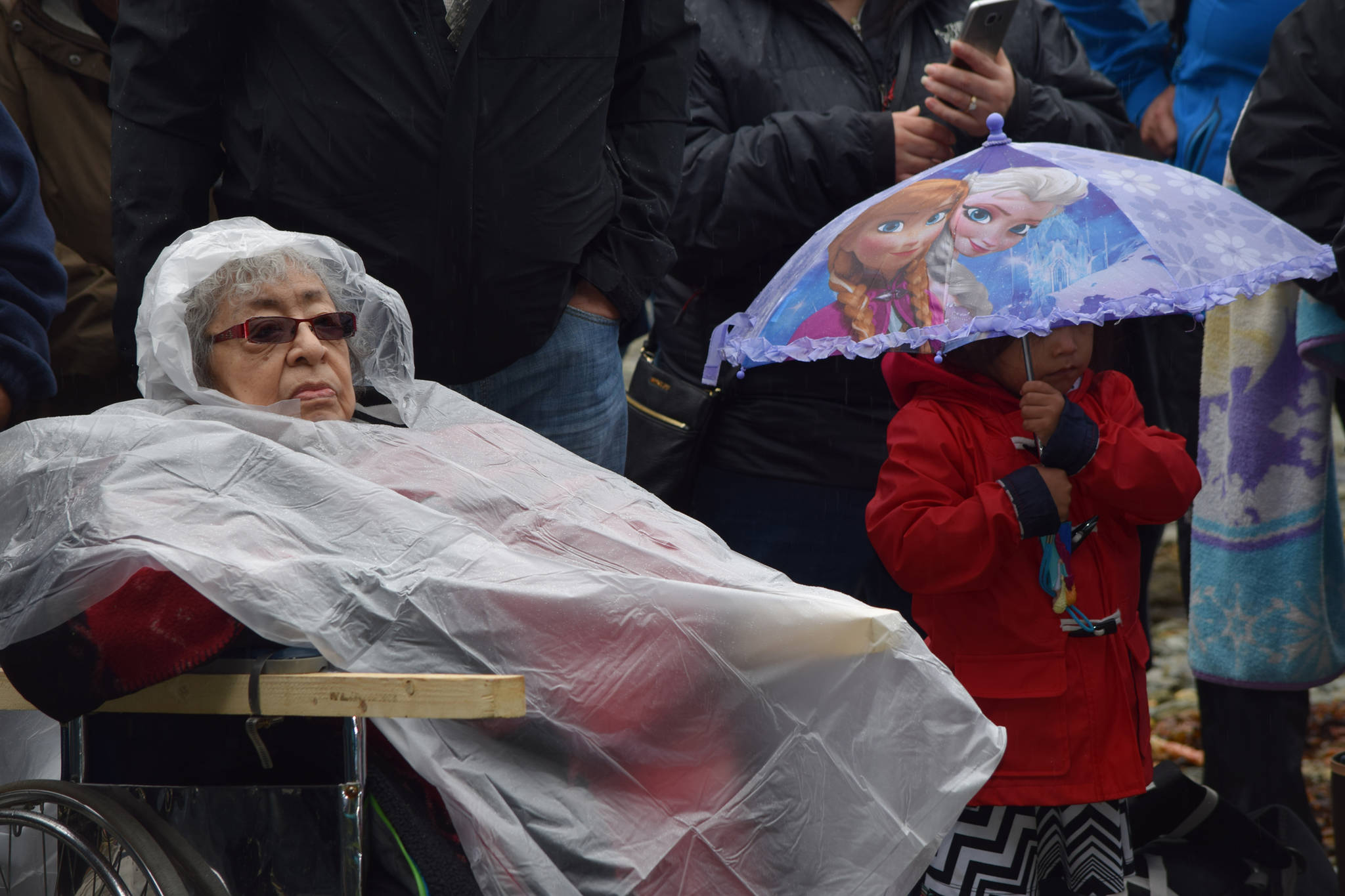 Harentina Krukoff and her great-granddaughter are seen during the ceremony in Funter Bay. (Kevin Gullufsen | Juneau Empire) Survivors, friends and family visit the Funter Bay internment camp on Saturday where of hundreds of Aleutian and Pribiloff Island Alaska Natives were held during WWII. (Kevin Gullufsen | Juneau Empire)