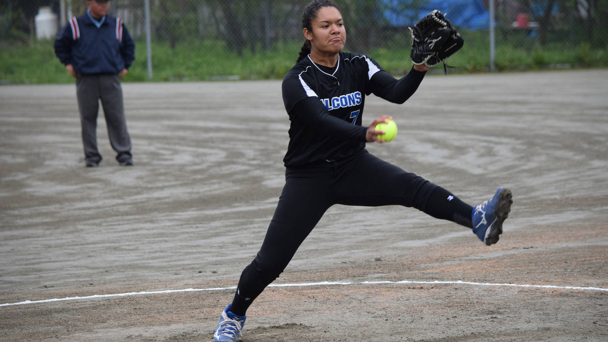 Kyra Jenkins Hayes warms up before Thursday’s Region V tournament game against Sitka, May 26, at Melvin Park. TMHS won 12-3. (Nolin Ainsworth | Juneau Empire)