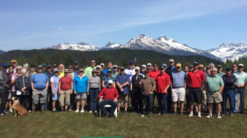 Participants of the Juneau Golf Club’s Scramble Tournament pose for a picture at the Mendenhall Golf Course, Saturday, May 27. (Photo courtesy of Barb Whiting)