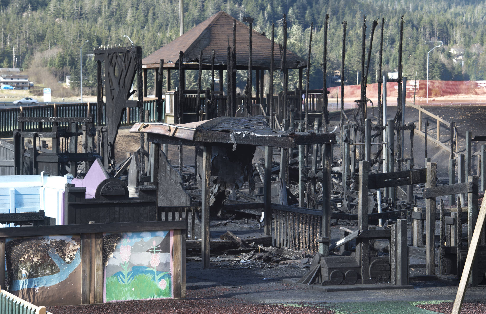 The cleanup process for the Twin Lakes Playground is set to begin this month. The playground was burned down in April, and the community has raised around $150,000 for the rebuild effort. (Michael Penn | Juneau Empire file)
