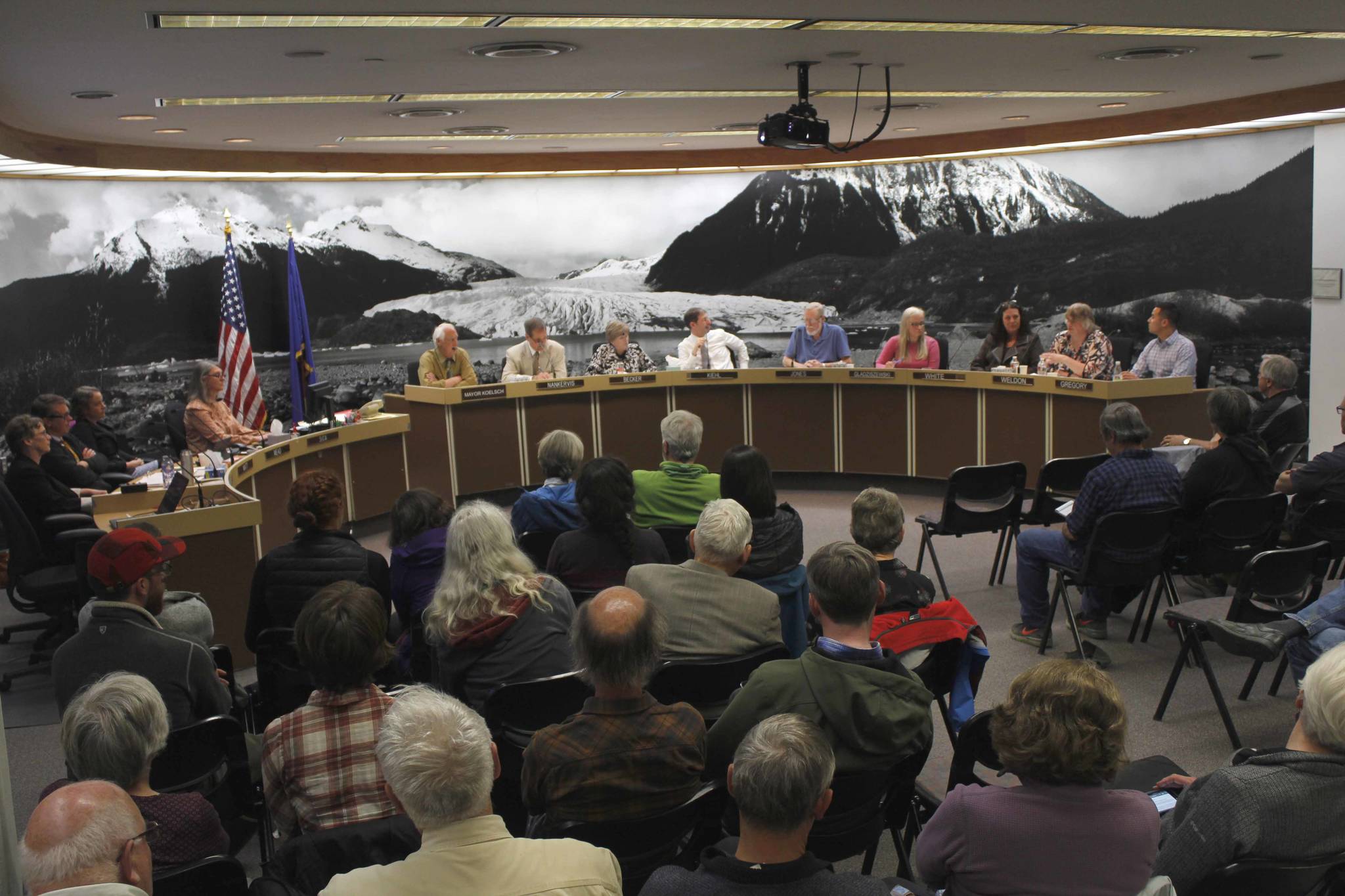 The Committee of the Whole meets Monday, June 12 to discuss how to proceed with the proposed changes to the mining ordinance. The committee approved Mayor Ken Koelsch’s plan to appoint a three-person subcommittee to look into the effects of changing the ordinance. (Alex McCarthy | Juneau Empire)