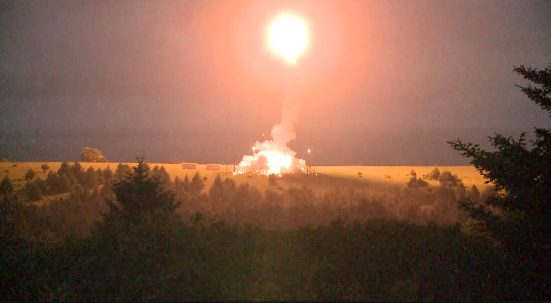 In this image from video, rocket is launched from Kodiak’s spaceport as part of a military missile defense intercept test. (Leah Garton | Missile Defense Agency)