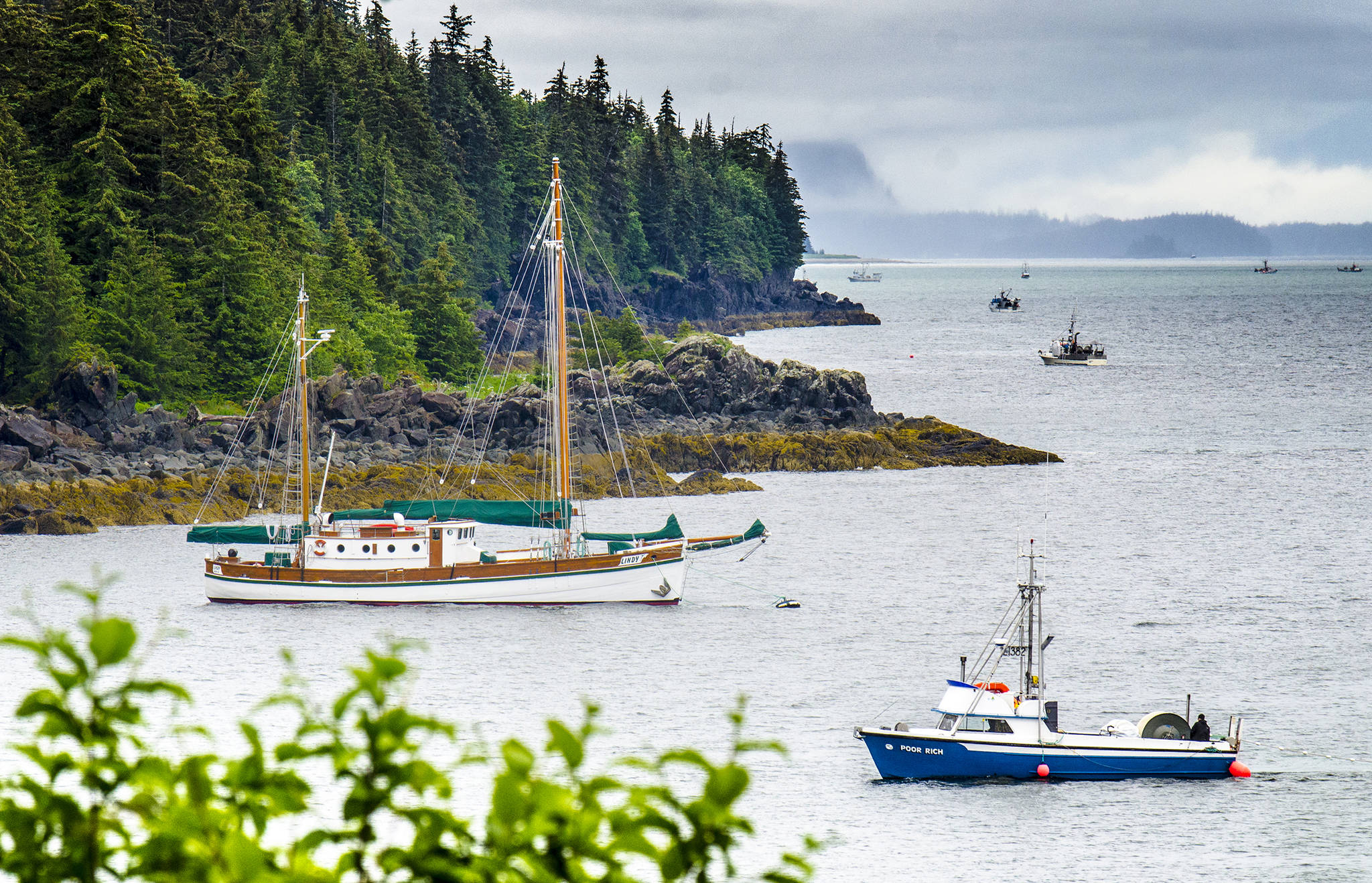 A sailboat sits in the water among fishing boats near 40 Mile in 2014. The U.S. Coast Guard is warning Alaskans that new state legislation doesn’t mean Uber for boats. (Michael Penn | Juneau Empire file)
