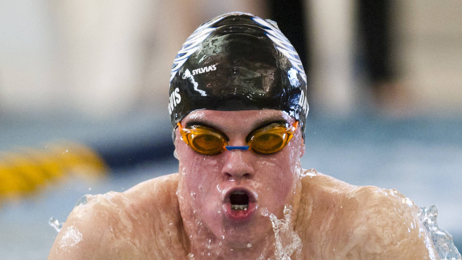 Thunder Mountain’s Bergen Davis swims the boys 100-yard breaststroke race during the 2016 state championships at the Dimond Park Aquatics Center.