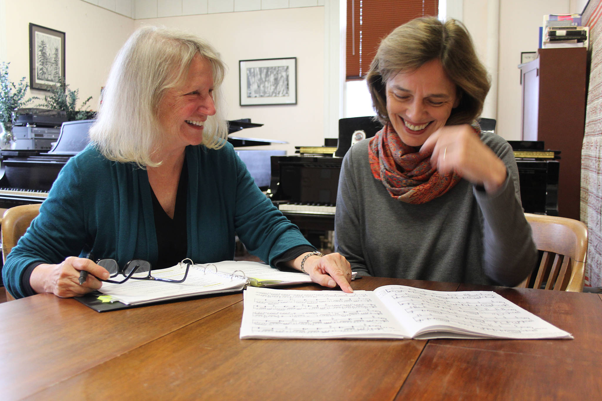 Concert pianist Rachelle McCabe is pictured with environmental advocate Kathleen Dean Moore. (Courtesy Photo)