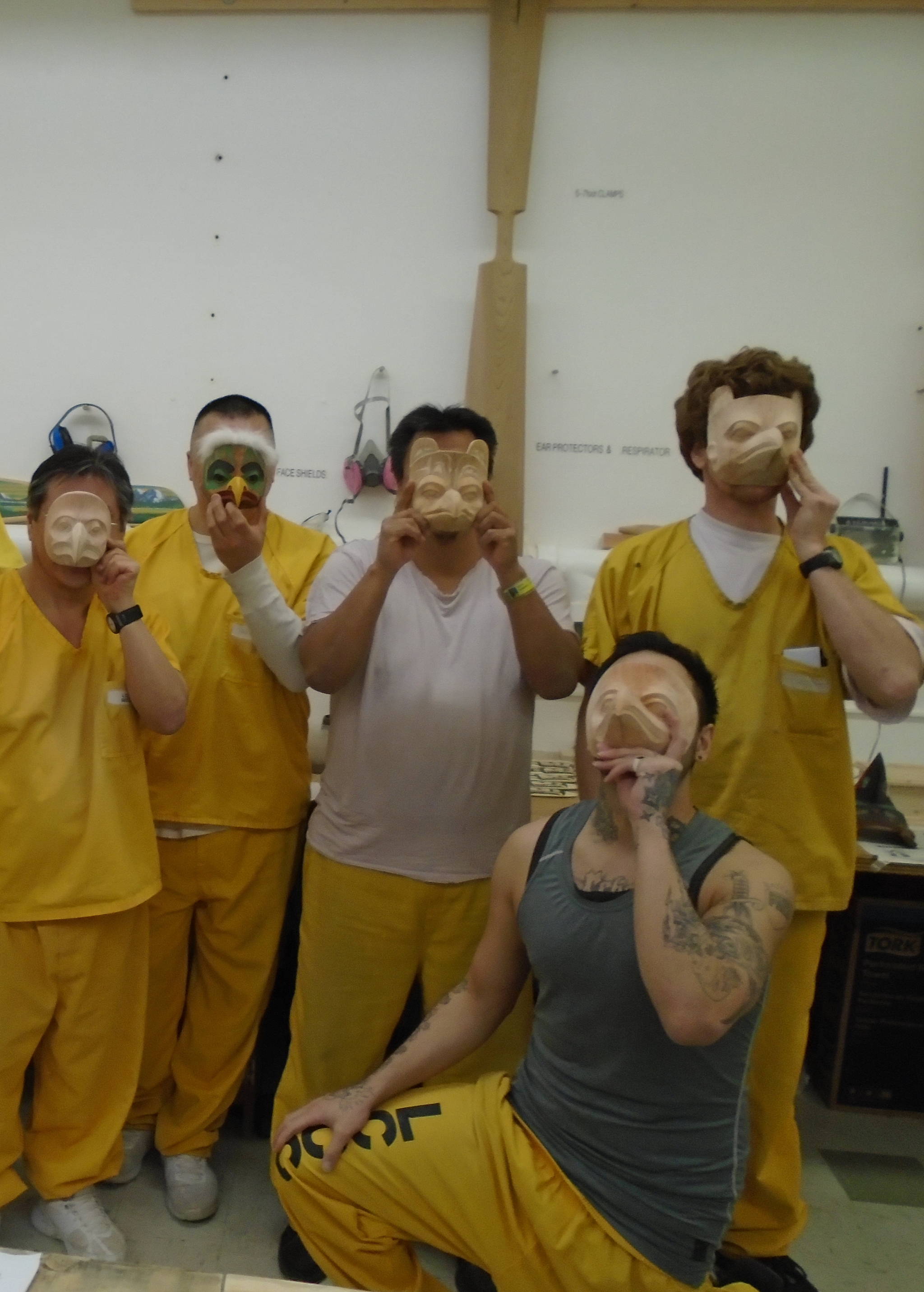 The first mask carving class with Ray Watkins. (Courtesy Photo | Sealaska Heritage Institute)