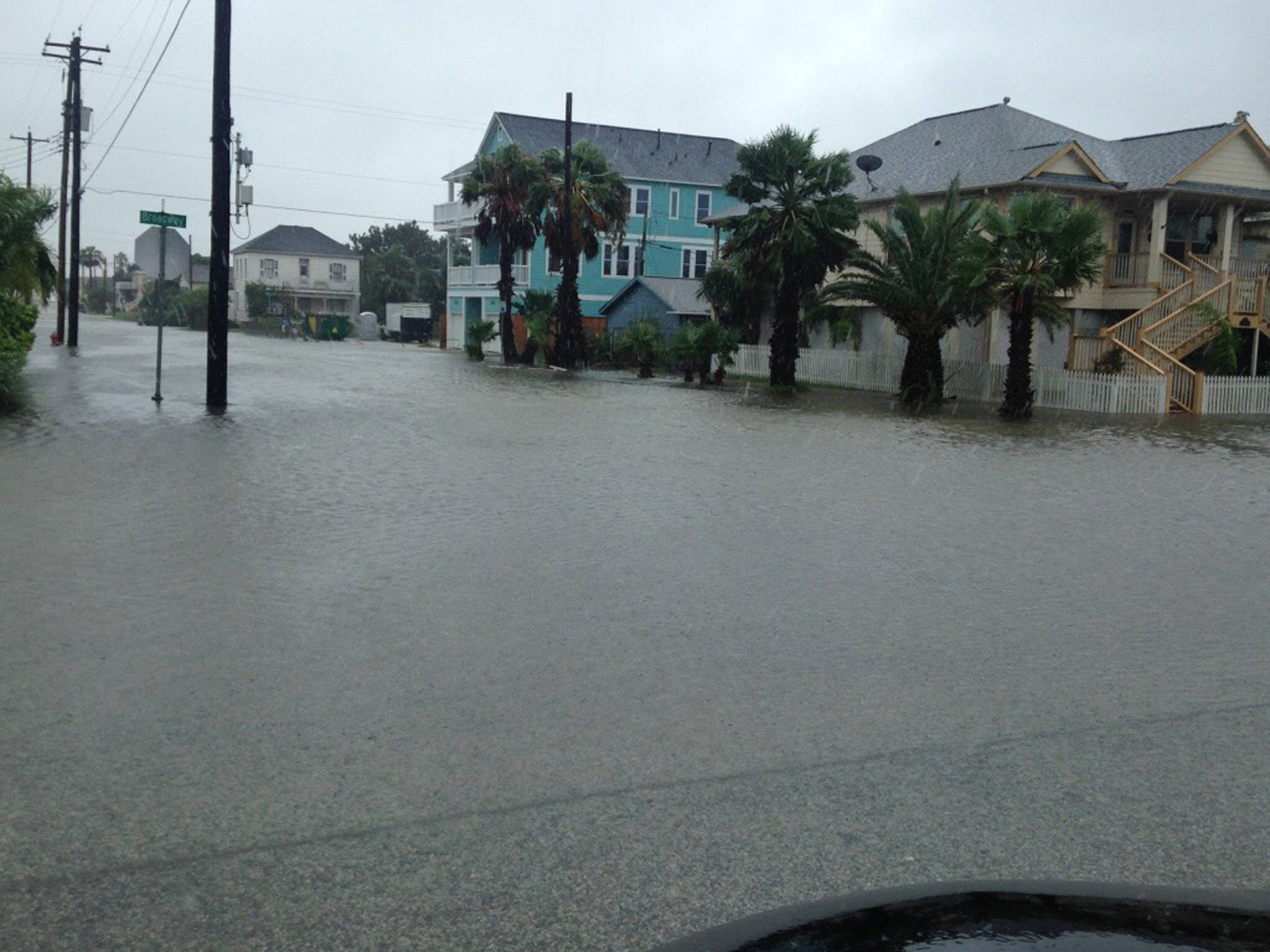 Galveston, Texas flooded with rainwater from Hurricane Harvey in late August. (Photo by Hal Needham)