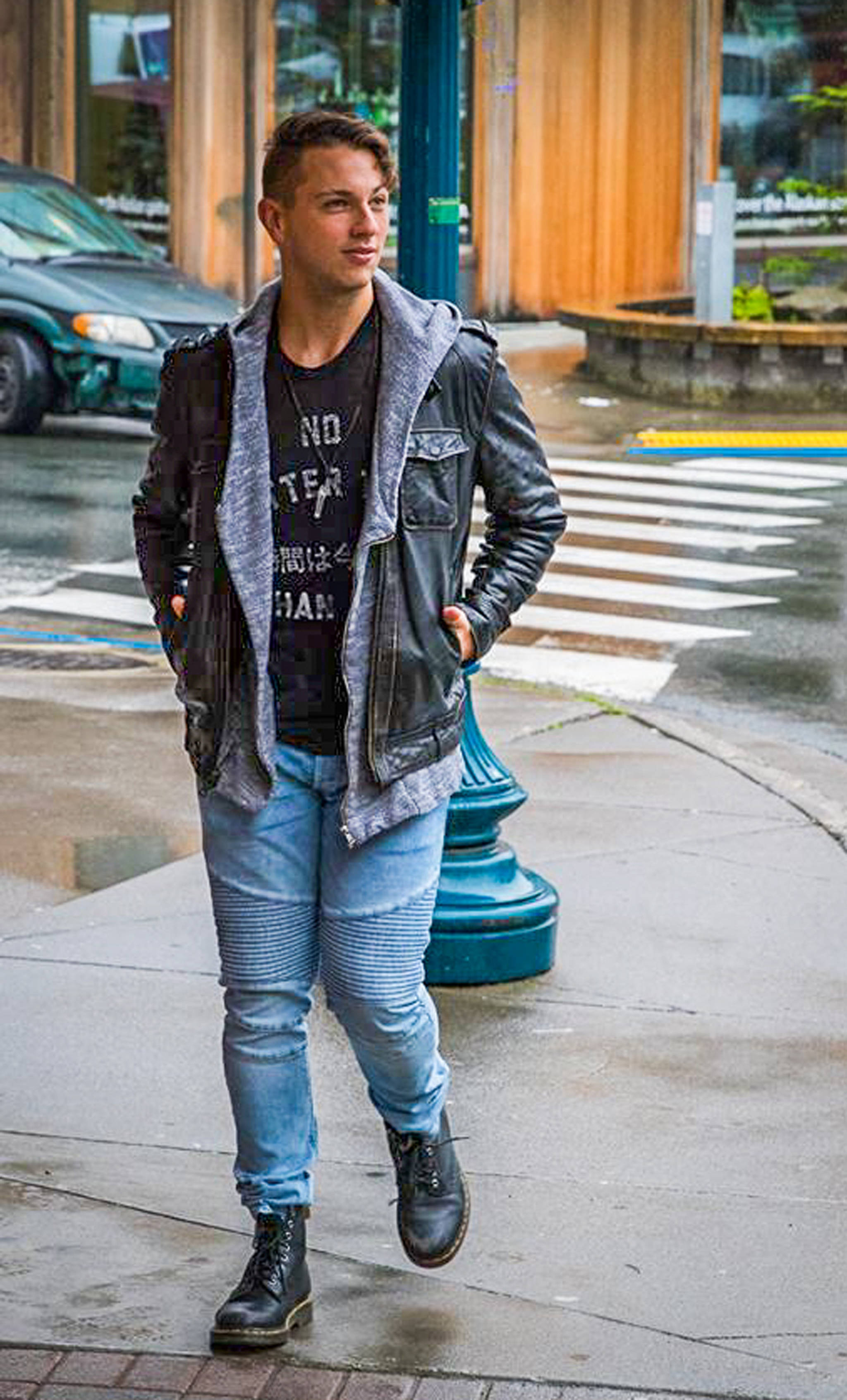 Kole Loftin, on his way to a Juneau shoe store. Photo by Gina Vose.