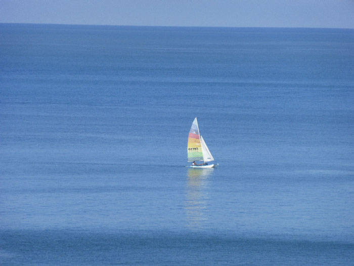 A study in blue - and a sailboat. Banderas Bay. Photo by Denise Carroll.