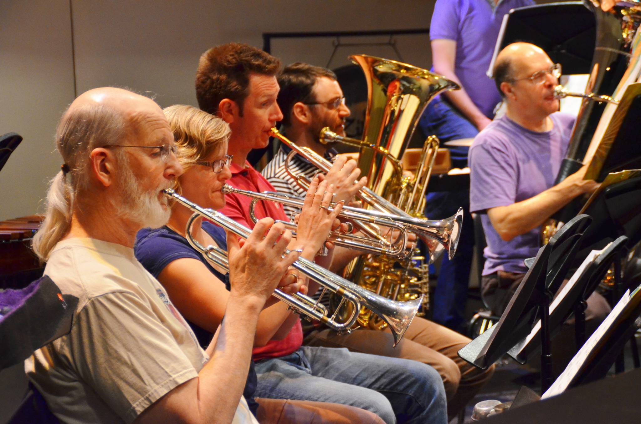 The brass section of Taku Winds rehearses. (Photo courtesy Katy Giorgio | Juneau Empire)