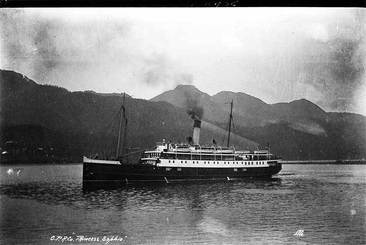 Canadian Pacific Railway Co.’s Princess Sophia. Taken in 1918. From the Winter and Pond Collection, 1893-1943. Identifier ASL-P87-1698. Image courtesy of the Alaska State Library.