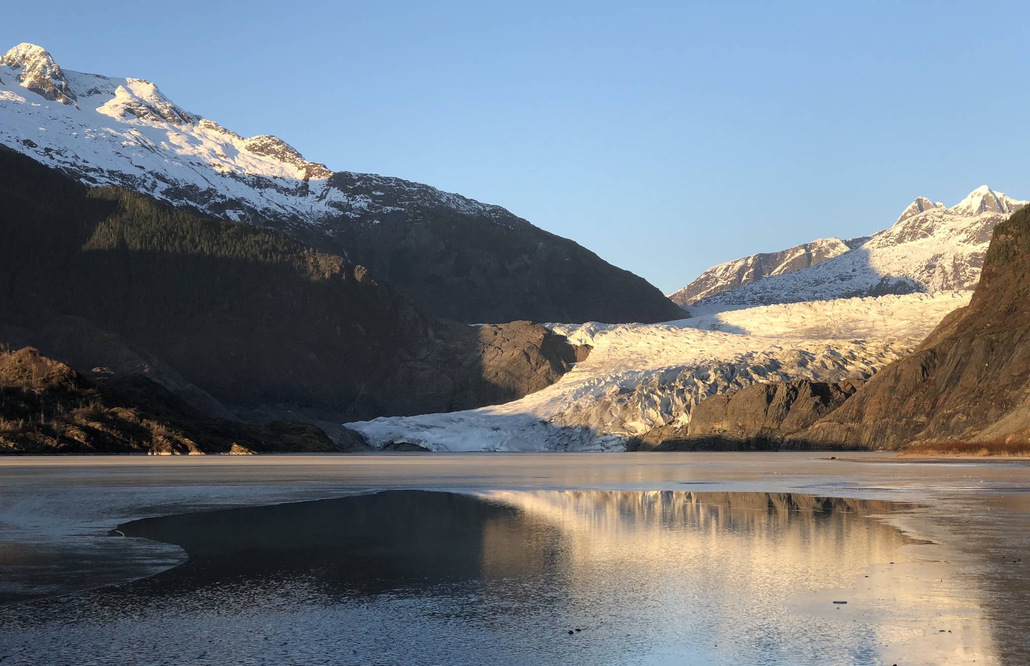 The Mendenhall Glacier on Nov. 7, 2017. (Angelo Saggiomo | Juneau Empire)