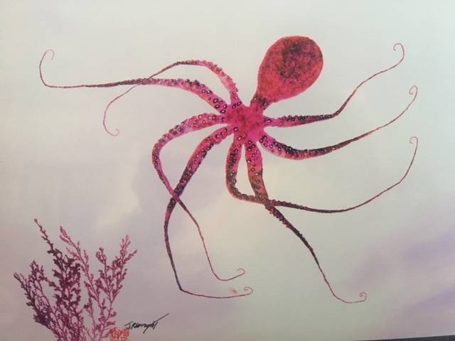 Gyotaku of a single octopus. Photo and art by Jerry Wright.