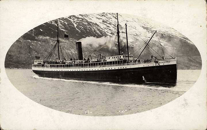 The steamship Mariposa (pictured) rescued two shipwrecked crews in November 1917, only to wreck just days later. (Photo courtesy of Alaska State Library Historical Collections)
