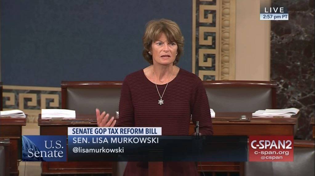 Image from C-SPAN video  Sen. Lisa Murkowski, R-Alaska, speaks on the floor of the U.S. Senate on Thursday.